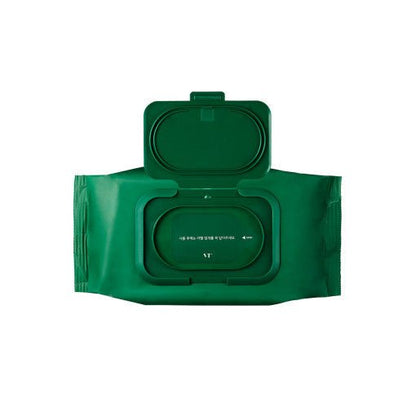 VT Cica Mild Cleansing Tissue 50pcs, 240g in green resealable pack for thorough makeup removal and gentle cleansing