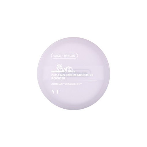 VT Cica No Sebum Moisture Powder 5g in pastel purple compact offering lightweight oil control skincare benefits