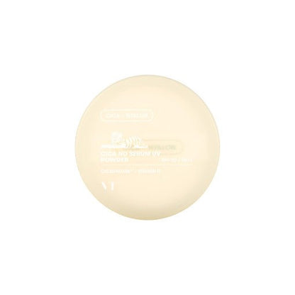 VT Cica No Sebum UV Powder 5g with SPF protection in a round, pale beige compact for a matte finish.