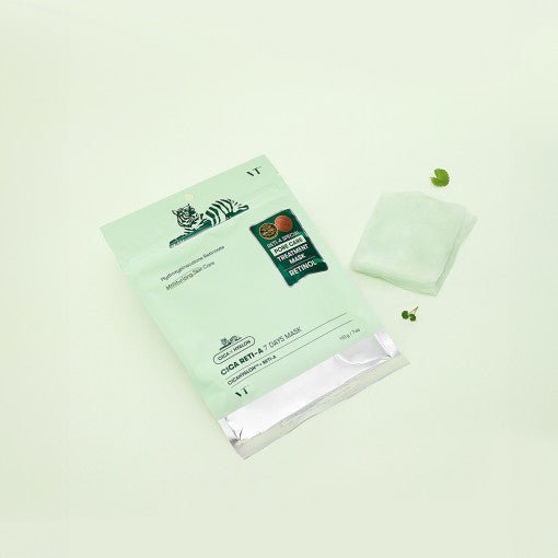 VT Cica Reti-A 7 Days Mask 110g in pastel green packaging with folded mask sheet and small leaves for intensive care