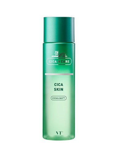VT Cica Skin 200ml - VT Cosmetics in green bottle with soothing effect for calming and gentle skin care