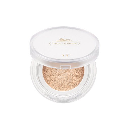 VT Cica Skin Fit Cover Cushion - 3 Colors 12g SPF50+/PA++++ open compact showing beige cushion with flawless coverage benefits