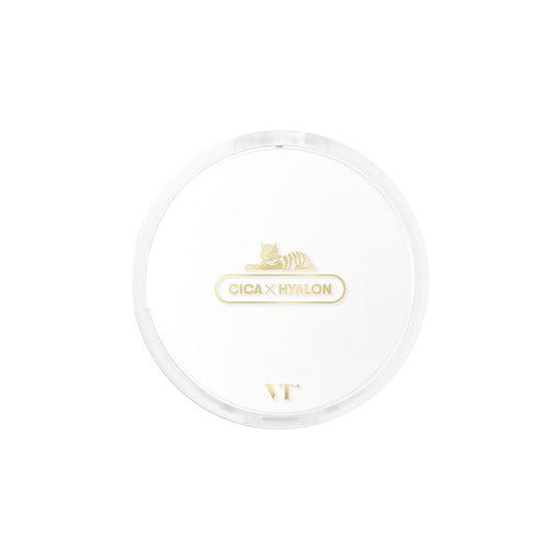 Compact case of VT Cica Skin Fit Cover Cushion - 3 Colors 12g SPF50+/PA++++ with sleek white and gold design for flawless coverage