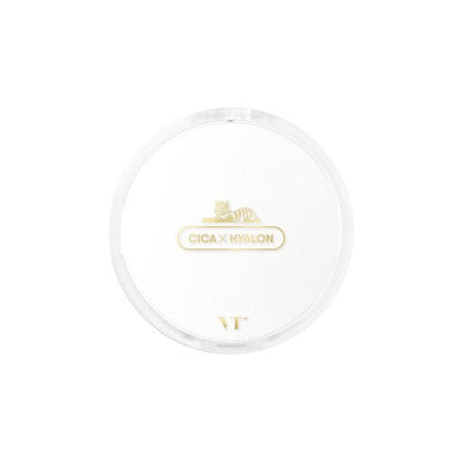 Compact case of VT Cica Skin Fit Cover Cushion - 3 Colors 12g SPF50+/PA++++ with sleek white and gold design for flawless coverage