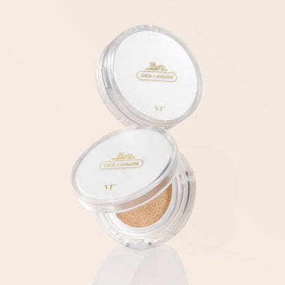 VT Cica Skin Fit Cover Cushion - 3 Colors 12g SPF50+/PA++++ with flawless coverage in sleek white compact packaging