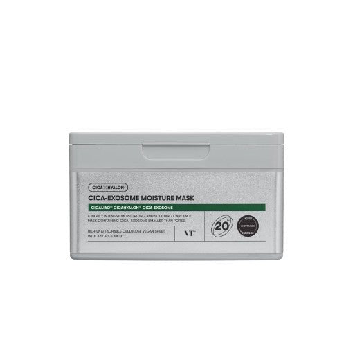 VT Cica-Exosome Moisture Mask 350g 20ea in light gray container for intensive hydration and soothing skin care benefits