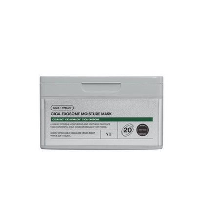 VT Cica-Exosome Moisture Mask 350g 20ea in light gray container for intensive hydration and soothing skin care benefits