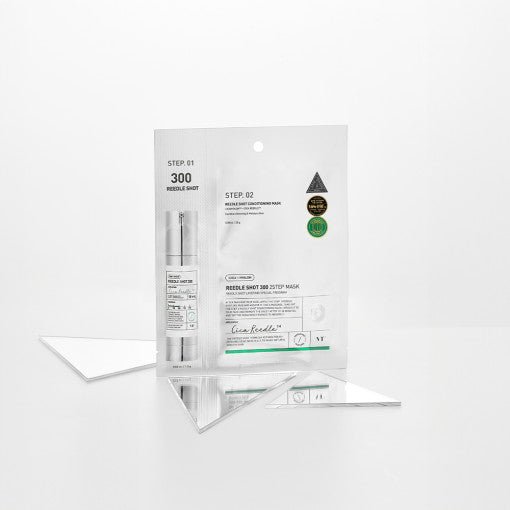 VT Reedle Shot 300 2 Step Mask 1.5g+25g with improved texture in minimalistic packaging on reflective surface