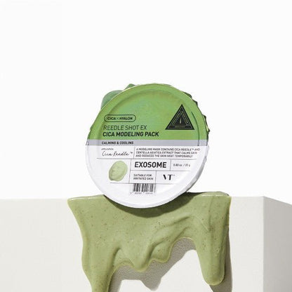 VT Reedle Shot EX Cica Modeling Pack 25g in green container for calming skin and soothing irritation care