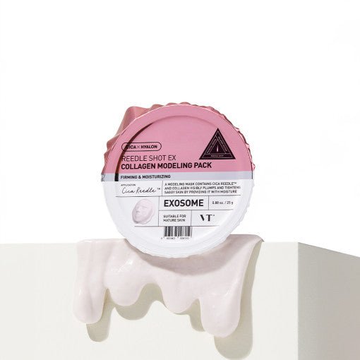 VT Reedle Shot EX Collagen Modeling Pack 25g in pink and white container promoting improved elasticity and firming benefits