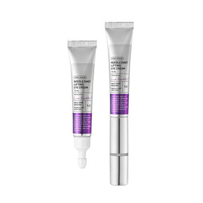 VT Reedle Shot Lifting Eye Cream Refill Only 15ml with enhanced elasticity in sleek silver and purple packaging