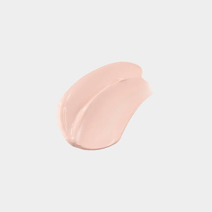 Smooth swatch of light pink sunscreen cream showcasing a radiant tone-up effect and broad spectrum protection benefits