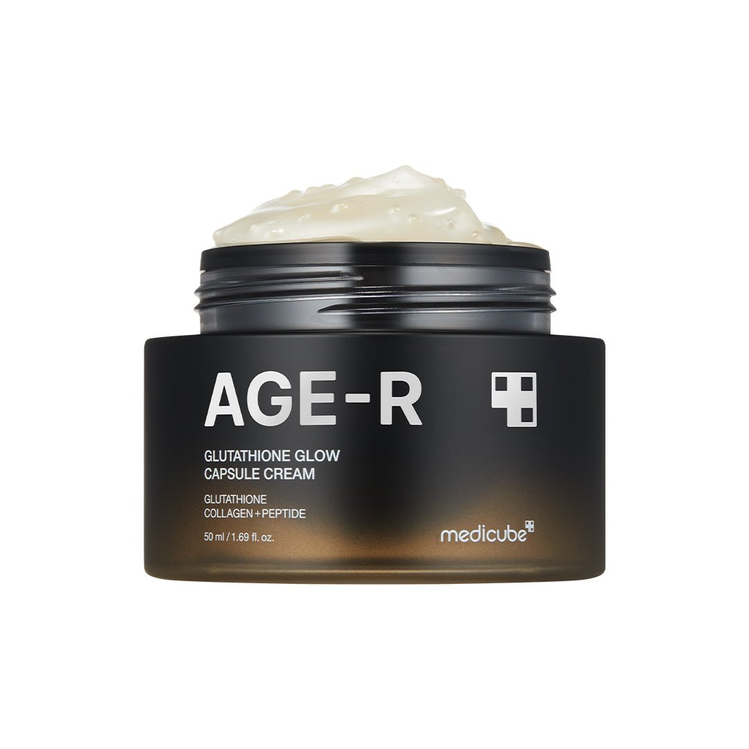medicube AGE-R Glutathione Glow Capsule Cream 50ml with rich cream texture for restoring radiance and youthful skin glow