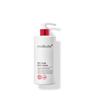 medicube Red Acne Body Wash 400g white bottle with red pump designed for acne treatment and soothing body care