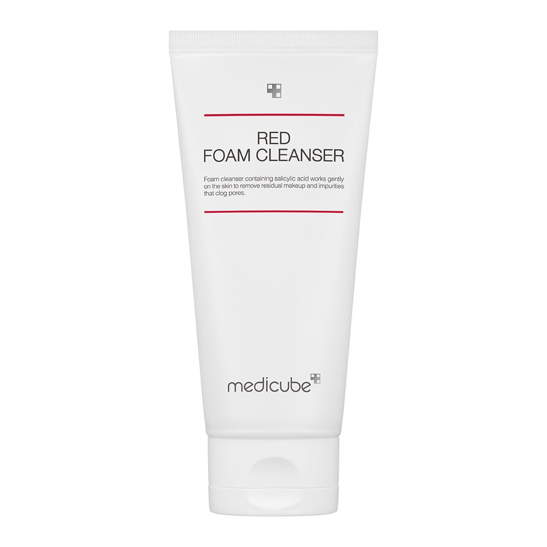 medicube Red Foam Cleanser 120ml in white tube designed for effective cleansing with gentle salicylic acid formula