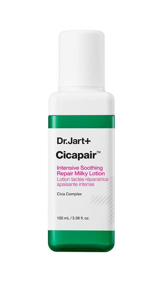 Dr.Jart+ Cicapair Intensive Soothing Repair Milky Lotion 100ml in white bottle with green accents for deep hydration care