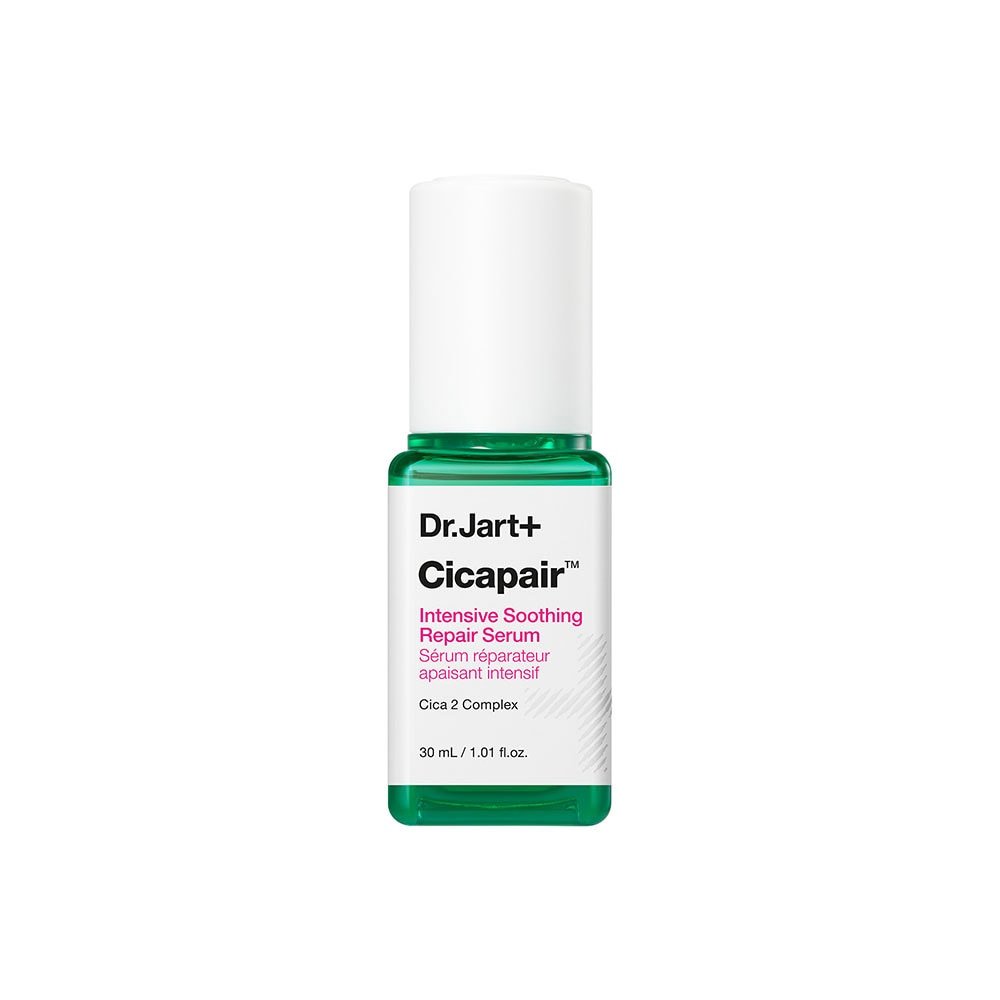 Dr.Jart+ Cicapair Intensive Soothing Repair Serum 30ml in green bottle with white cap and calming formula label
