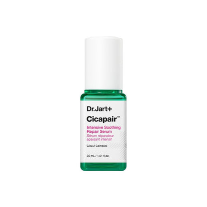 Dr.Jart+ Cicapair Intensive Soothing Repair Serum 30ml in green and white bottle with soothing formula label design