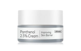 Jar of moisturizing panthenol cream with 2.5% concentration designed for hydration and skin barrier support