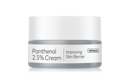 Jar of moisturizing panthenol cream with 2.5% concentration designed for hydration and skin barrier support