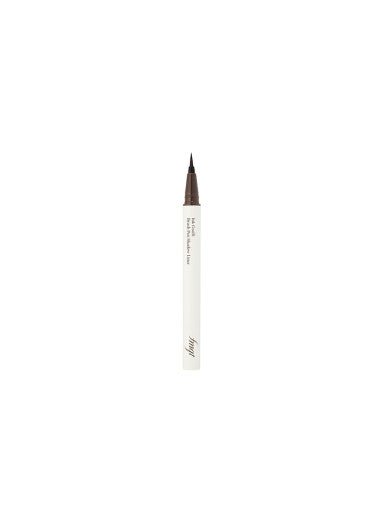 Slim white brush pen liner with fine brown tip for precise application and natural finish