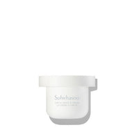 Minimalist white jar of youthful appearance cream with subtle shadow on plain white background