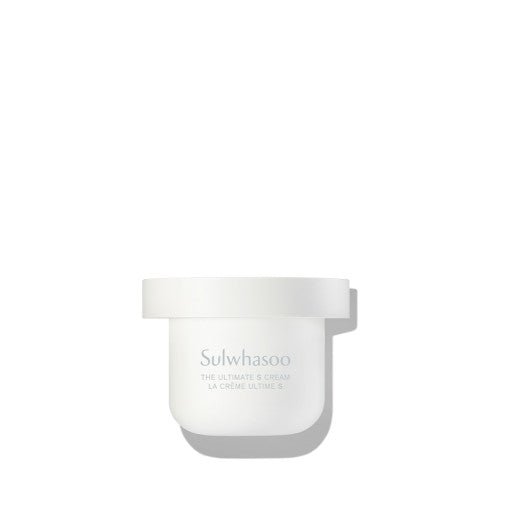 Minimalist white jar of youthful appearance cream with subtle shadow on plain white background