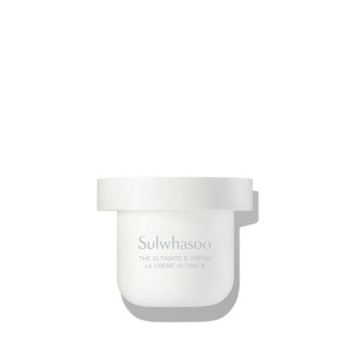 Minimalist white refill container of premium cream emphasizing elasticity boost benefits on white background