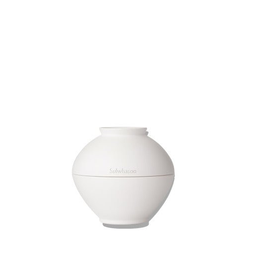 Minimalist white jar of cream with smooth matte finish, designed for promoting youthful skin appearance.