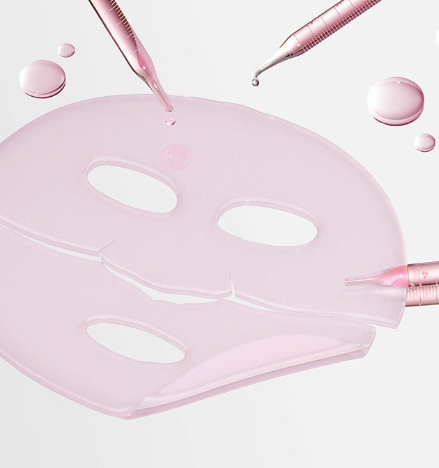 medicube PDRN Pink Collagen Gel Mask 28g X 4ea with pink serum droplets and pipettes highlighting hydration boost benefits