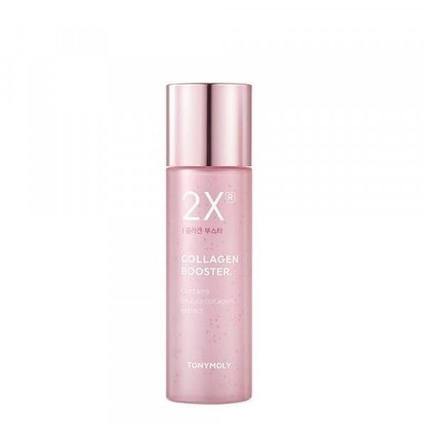Soft pink bottle of collagen booster serum designed to enhance skin elasticity and promote firmness
