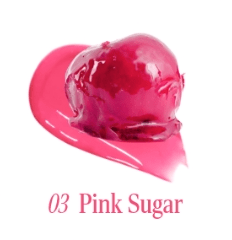 Glossy pink tinted balm swatch in rich sugar shade highlighting vibrant, glossy finish texture