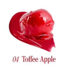 Glossy red tint balm swatch with smooth, shiny texture highlighting rich color and moisturizing finish