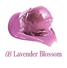Glossy lavender balm smear with smooth texture showcasing soft purple shade of tint glaze balm 08 Lavender Blossom