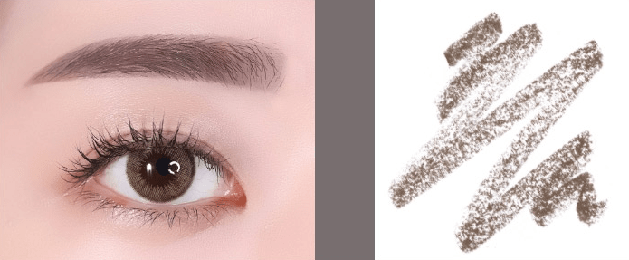 Close-up of natural-looking eyebrow and soft brown pencil strokes illustrating subtle shading effect
