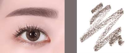 Close-up of natural-looking eyebrow and soft brown pencil strokes illustrating subtle shading effect
