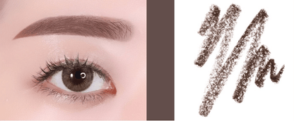 Close-up of a natural-looking eyebrow and eye with soft brown pencil strokes demonstrating subtle shading effect