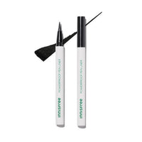 Two white and black waterproof pen liners with fine tips and black ink strokes on a white background