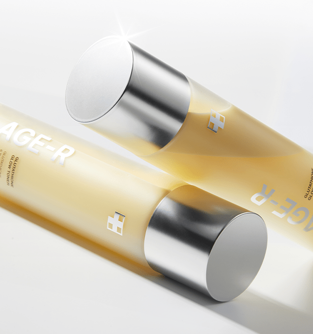 medicube AGE-R Glutathione Glow Toner 140ml in translucent frosted bottle with silver cap for brightening effect