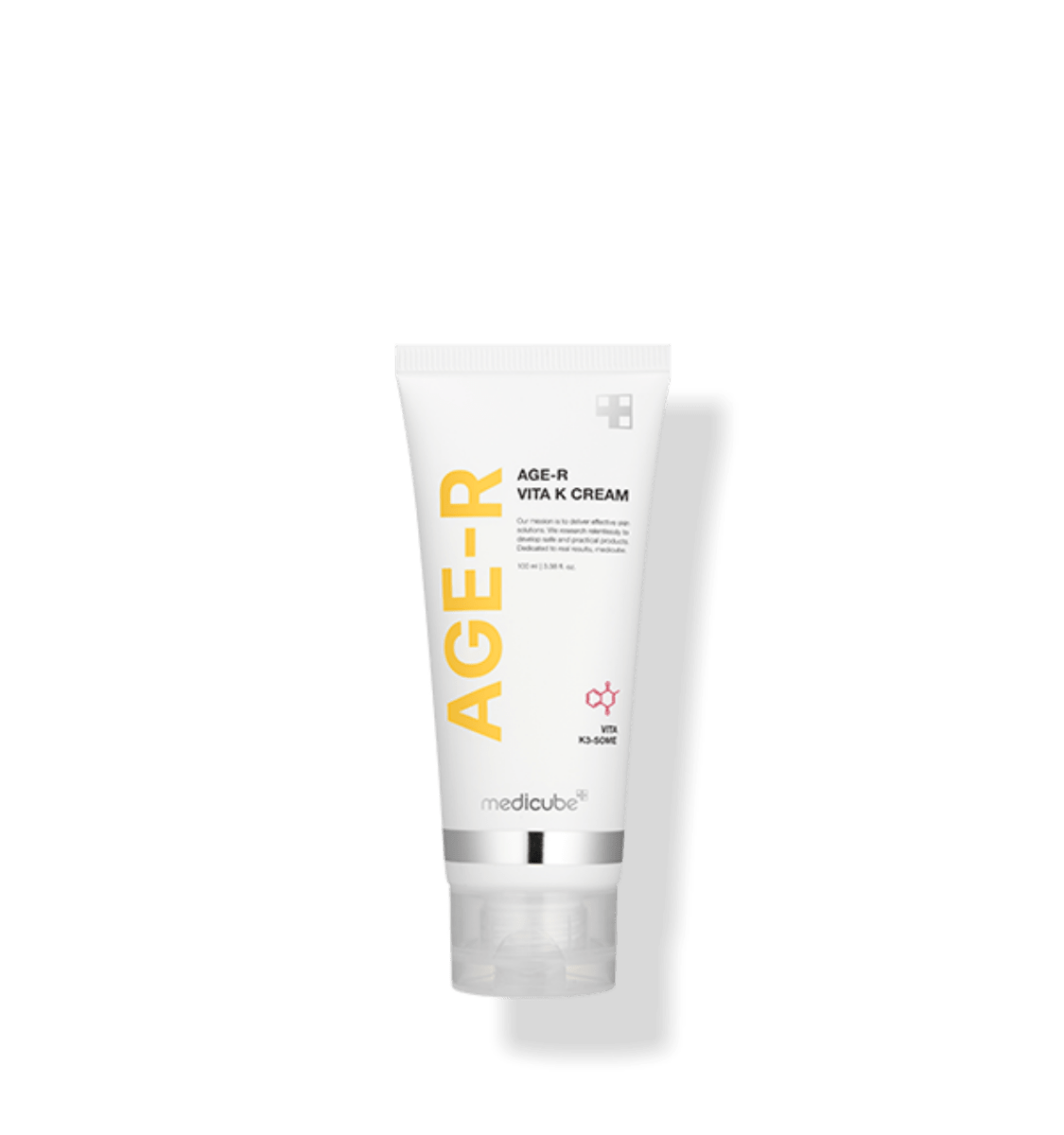 medicube AGE-R Vita K Cream 100ml in white tube with yellow text for redness relief in sensitive skin care
