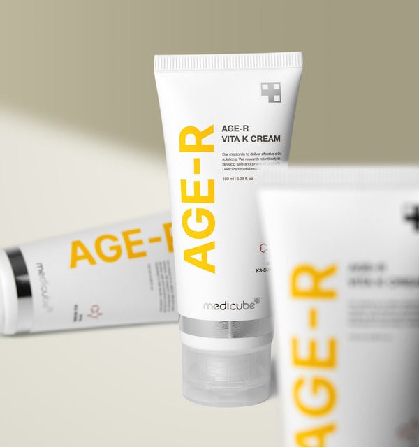 medicube AGE-R Vita K Cream 100ml tube with clean white packaging emphasizing redness relief benefits