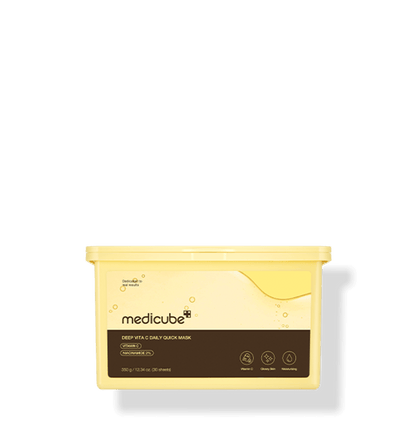 medicube Deep Vita C Daily Quick Mask 350ml/30Sheets in yellow and brown container for brightening effect