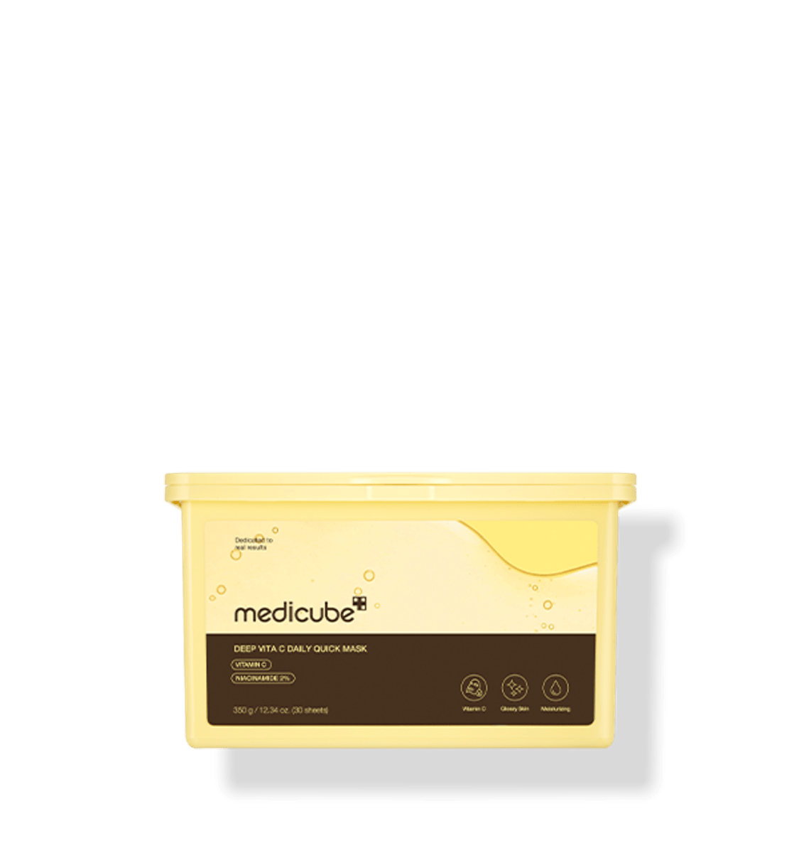 medicube Deep Vita C Daily Quick Mask 350ml/30Sheets in yellow container with brightening skincare benefits