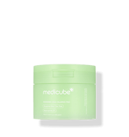 medicube Exosome Cica Calming Pad 150ml/100 Pads in pastel green packaging for gentle exfoliation and soothing care