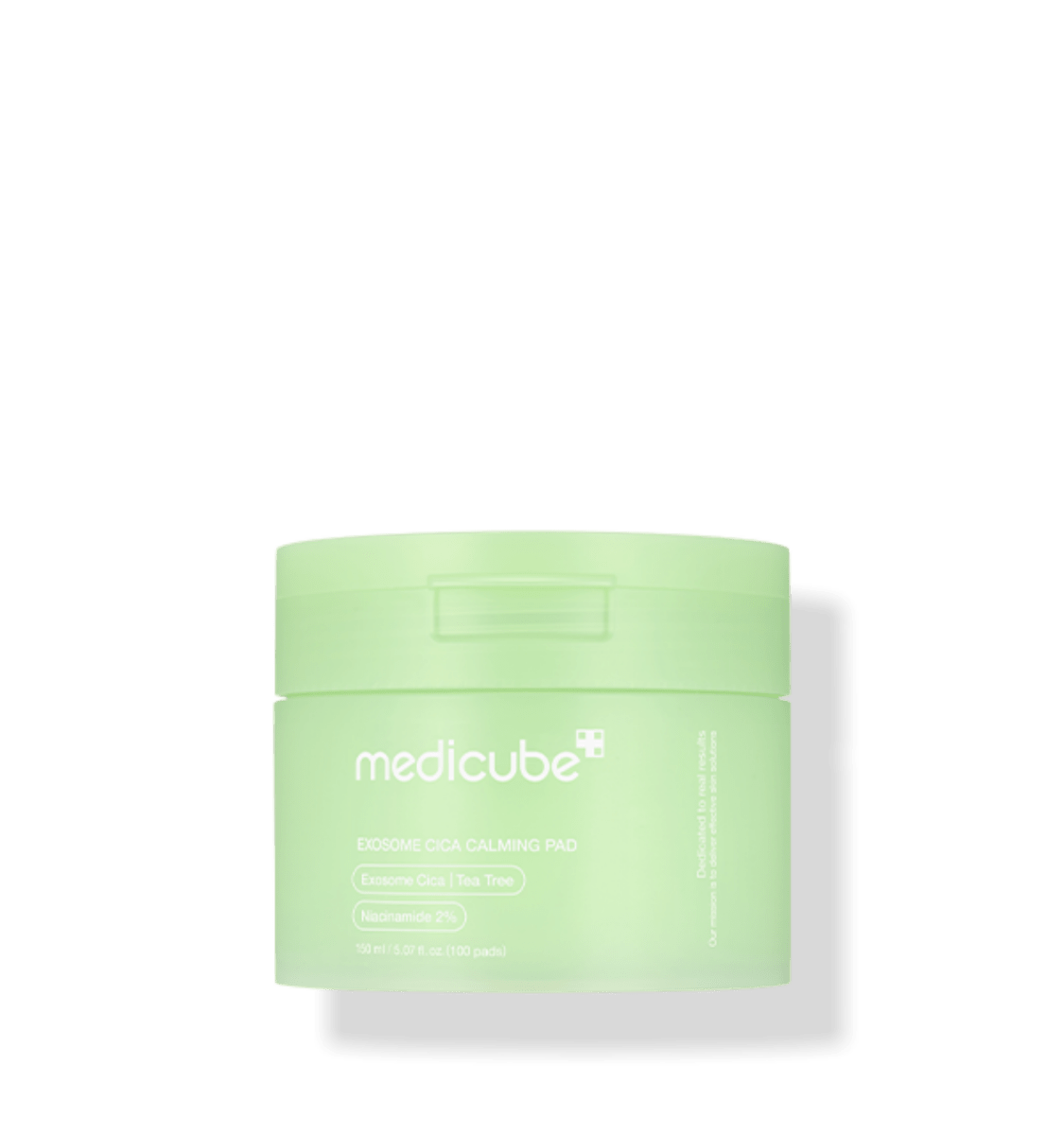 medicube Exosome Cica Calming Pad 150ml/100 Pads in pastel green packaging for gentle exfoliation and soothing care
