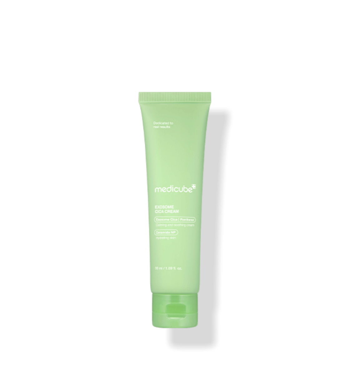 medicube Exosome Cica Cream 50ml in soft green tube for enhanced soothing and hydrating skin care benefits