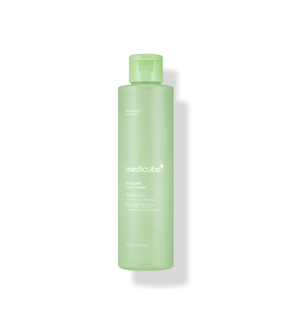 medicube Exosome Cica Toner 210ml in light green bottle with soothing effect for calming and hydrating skin care
