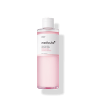 medicube PDRN Pink Cica Soothing Toner 250ml in translucent pink bottle for brightening skincare routine