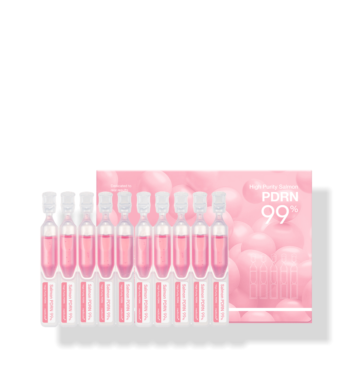 medicube PDRN Pink One Day Serum 1box(1.5ml*10ea) featuring intensive treatment in soft pink ampoule packaging