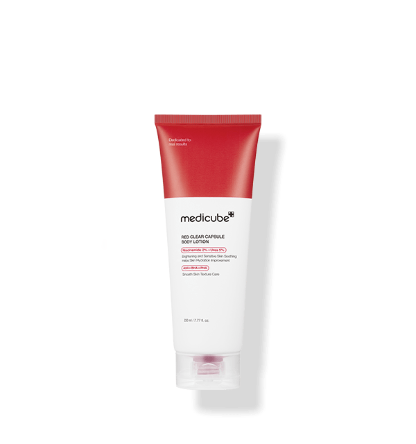 medicube Red Clear Capsule Body Lotion 230ml in red and white tube with smooth texture skin care benefits